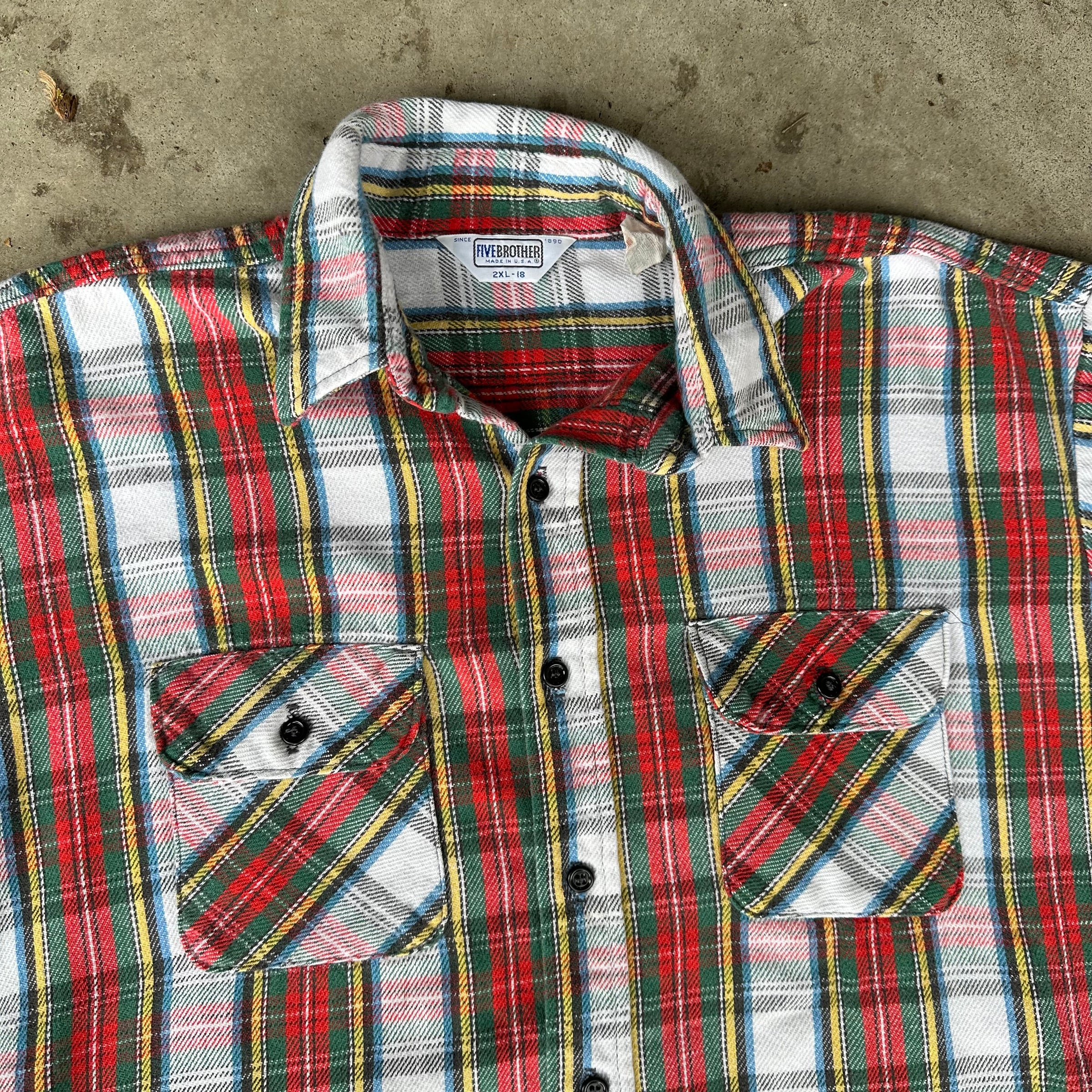 1980’s Five Brother Plaid Cotton Flannel Shirt XXL