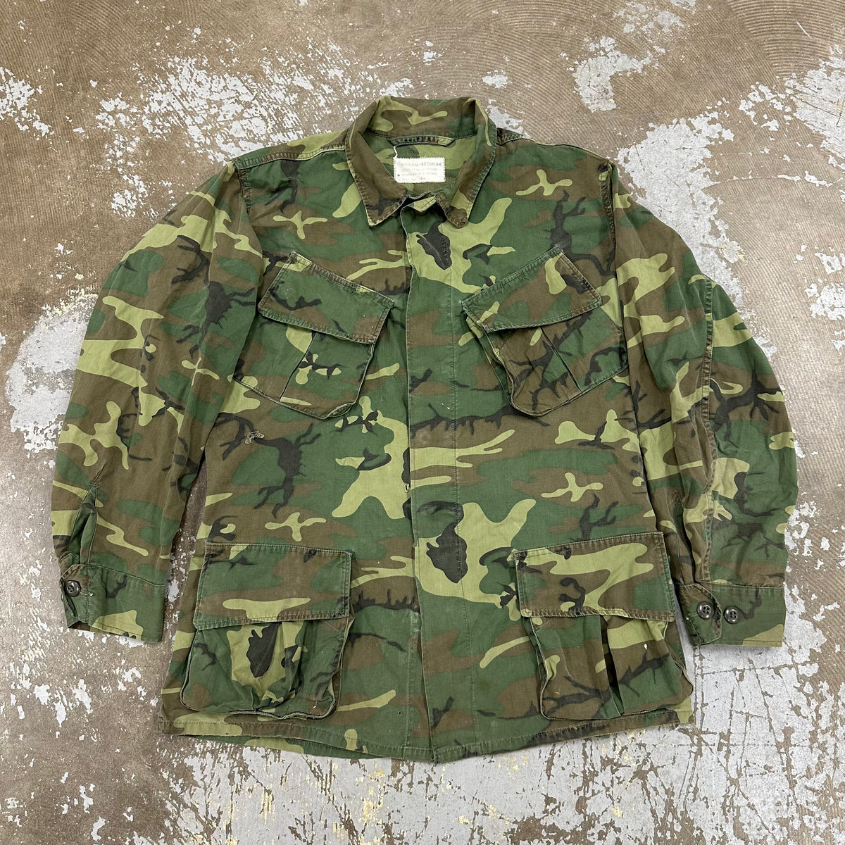 1960’s Vietnam War Poplin ERDL Camo Jungle Jacket Medium Regular