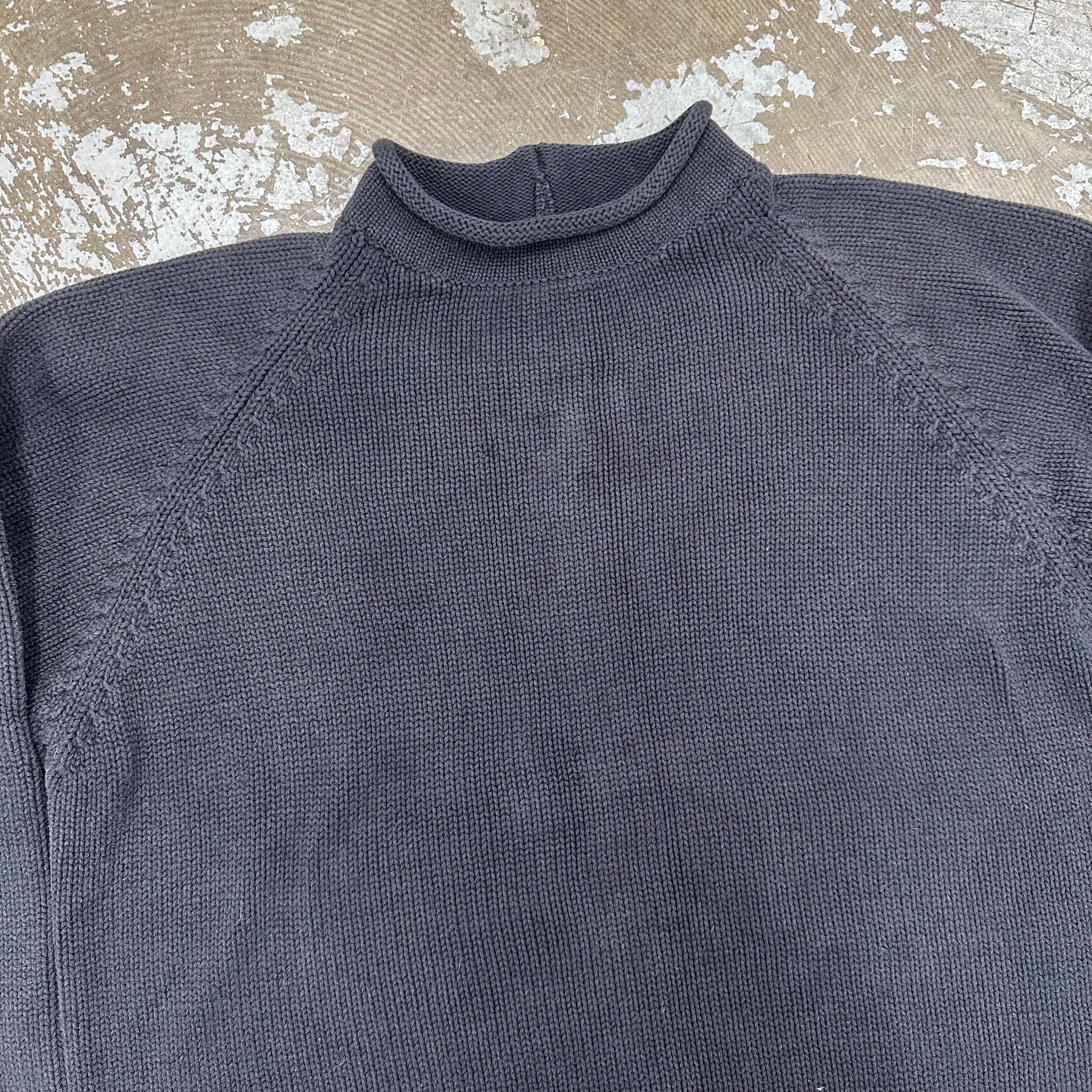 1990’s J Crew Black Cotton Roll Neck Sweater XL