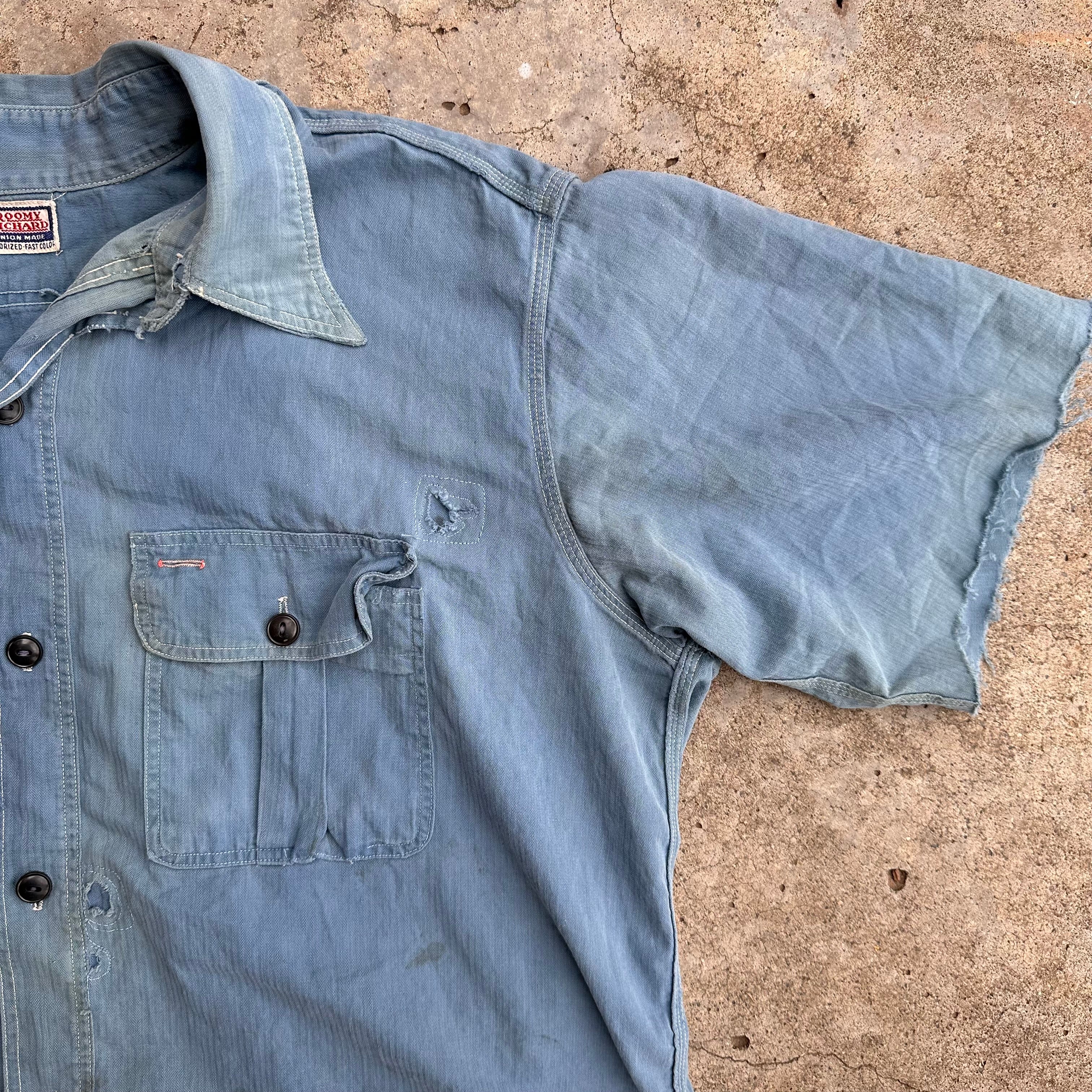 1940's Roomy Richard Blue HBT Work Shirt Large – Little Chum