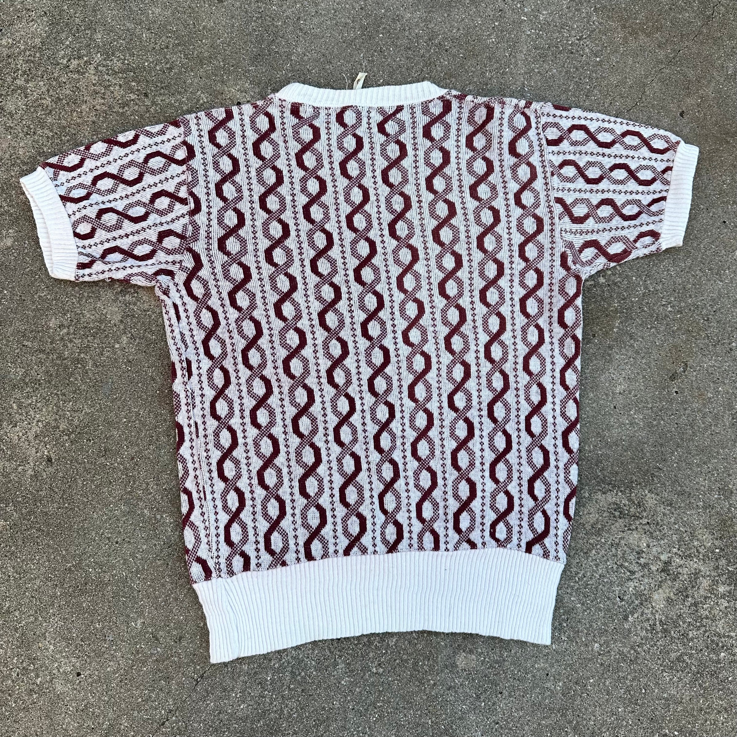 1950’s Barclay Playshirt Rockabilly Helix Pattern Cotton Short Sleeve Sweater