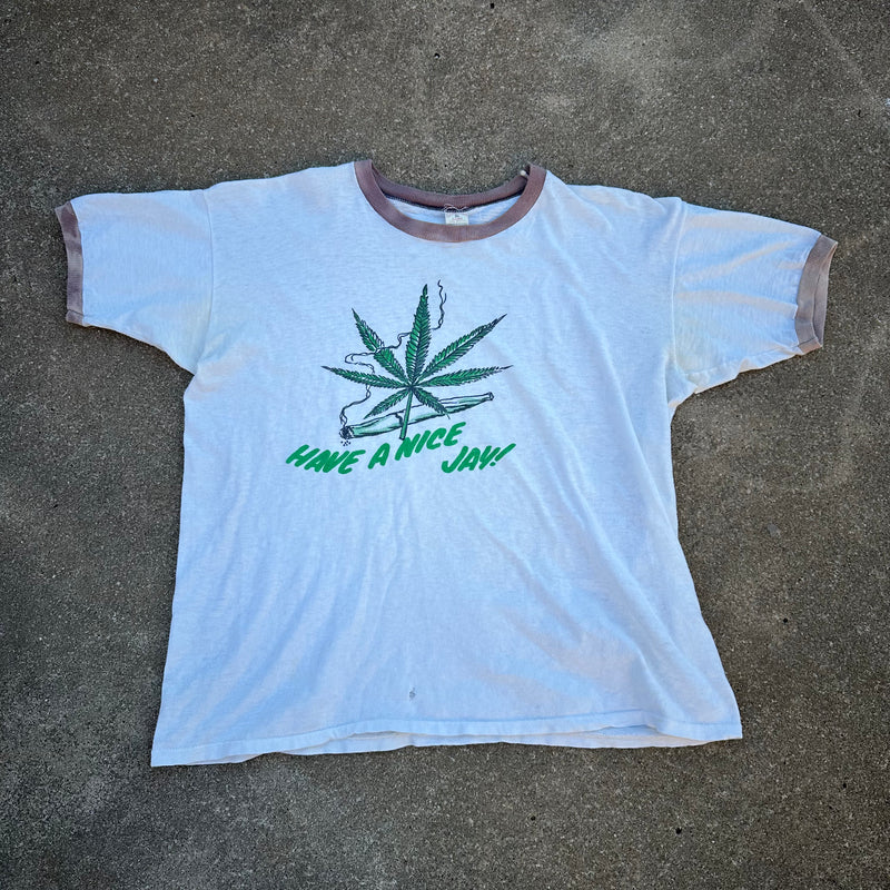 1960’s Have a Nice Jay Weed Ringer T-Shirt Large