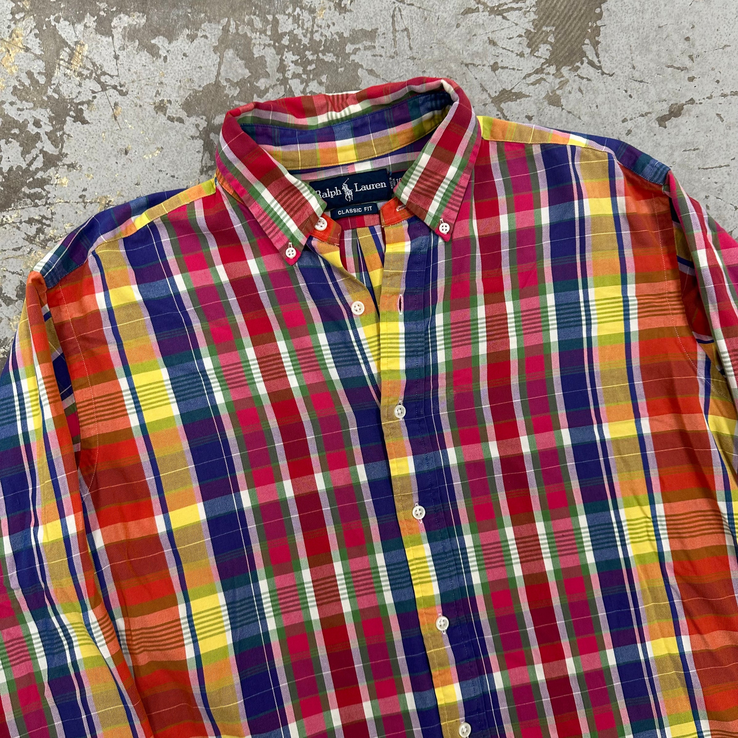 1990’s Polo Ralph Lauren Madras Plaid Shirt Large