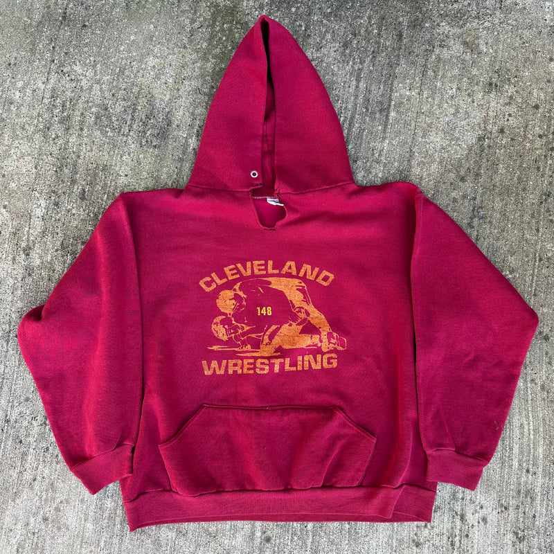 1970’s Russell Athletic Cleveland Wrestling Hooded Sweatshirt 24” Chest