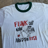 1970’s/80’s Flunk Out Now Caveman Ringer T-Shirt Large