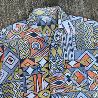 1950’s Florida Sportswear Abstract Patterned Cotton Open Collar Shirt Large