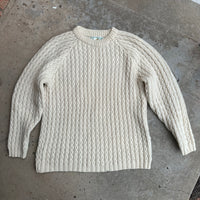 1980’s Trag Knitwear Cream Wool Fisherman Aran Sweater Medium