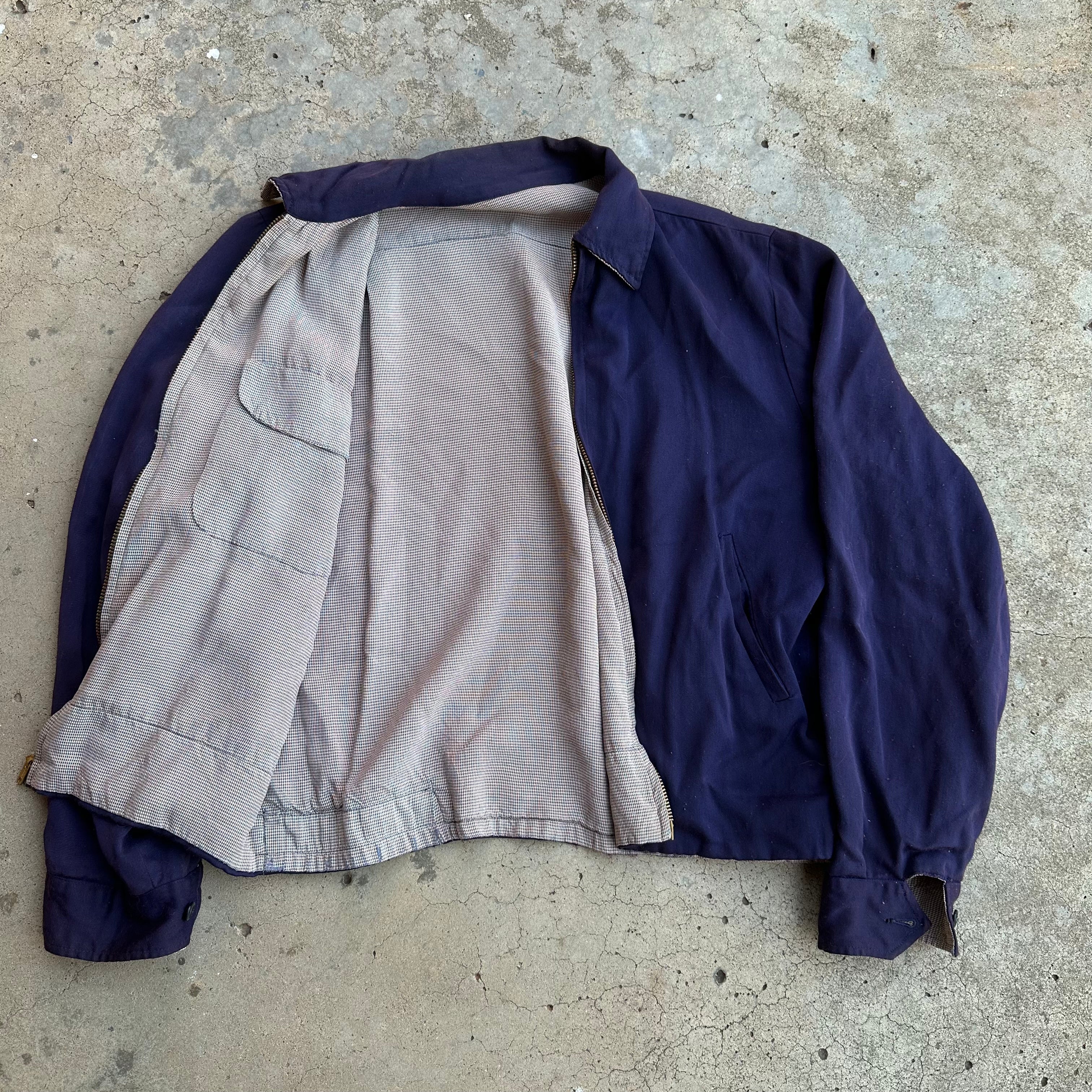 Vintage 1950s Gabardine Jacket 50s Reversible Size Large Ricky Jacket |  Little Stars Vintage | Austin, TX