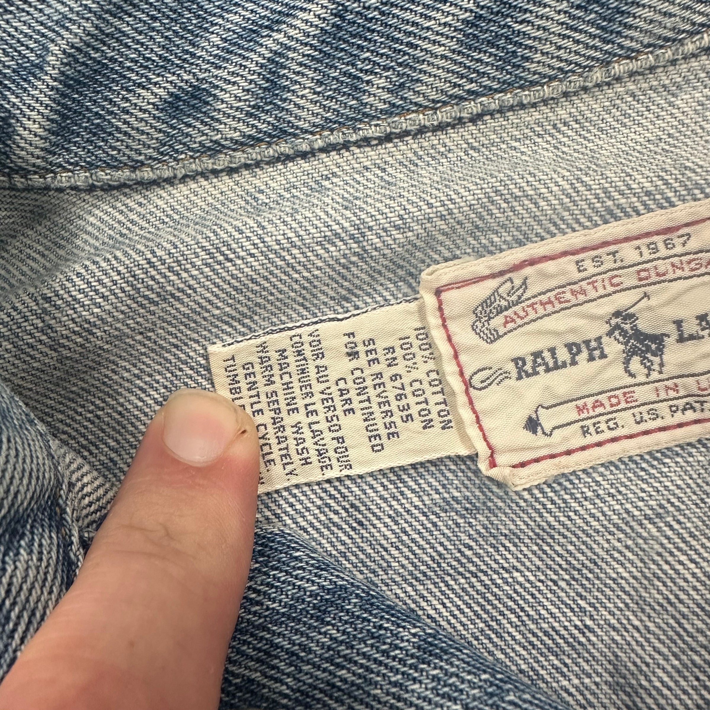 1990’s Polo Ralph Lauren Type 1 Style Pleated Denim Jacket Medium