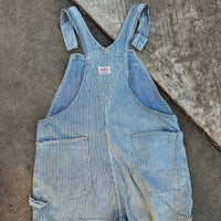 1950’s Thrashed Anthony’s Buckhide Hickory Stripe Overalls 38” Waist