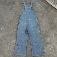 1940’s Thrashed Round House Hickory Stripe Overalls 34” Waist