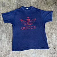 1980’s Paper Thin Navy Adidas T-Shirt Large