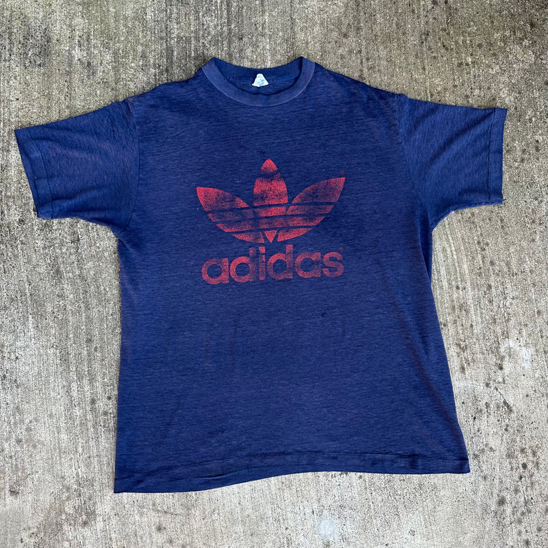 1980’s Paper Thin Navy Adidas T-Shirt Large