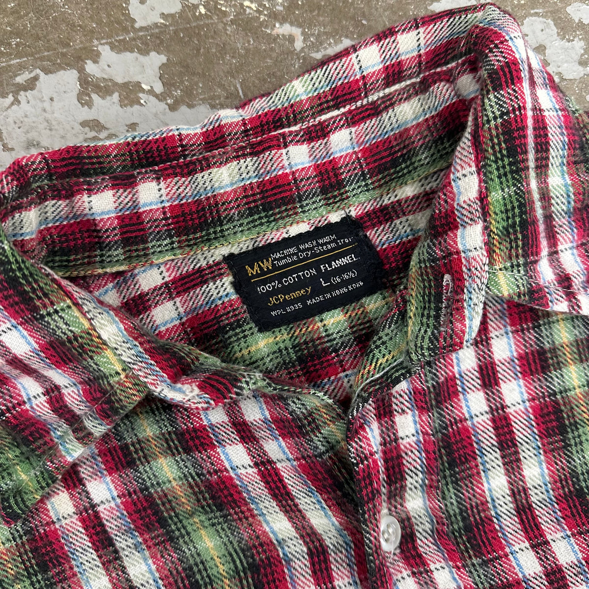 1970’s JC Penney’s Plaid Cotton Flannel Shirt Large