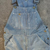 1940’s Thrashed Round House Hickory Stripe Overalls 34” Waist