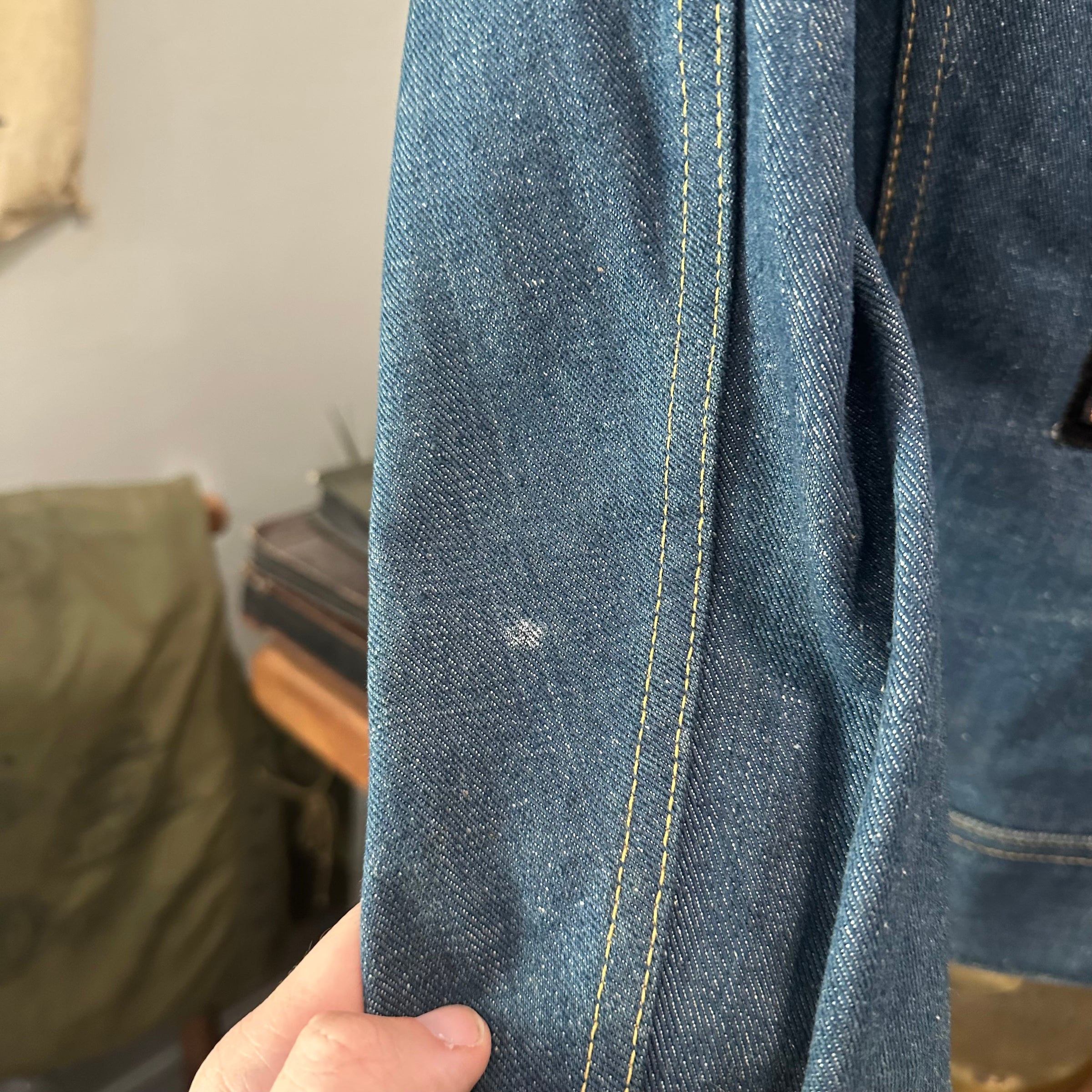 1970’s Deadstock/Mint Lee 101J Denim Jacket With Harley Davidson Patches
