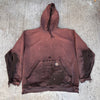 1990’s/Y2k Thrashed Brown Carhartt Hooded Sweatshirt XXL