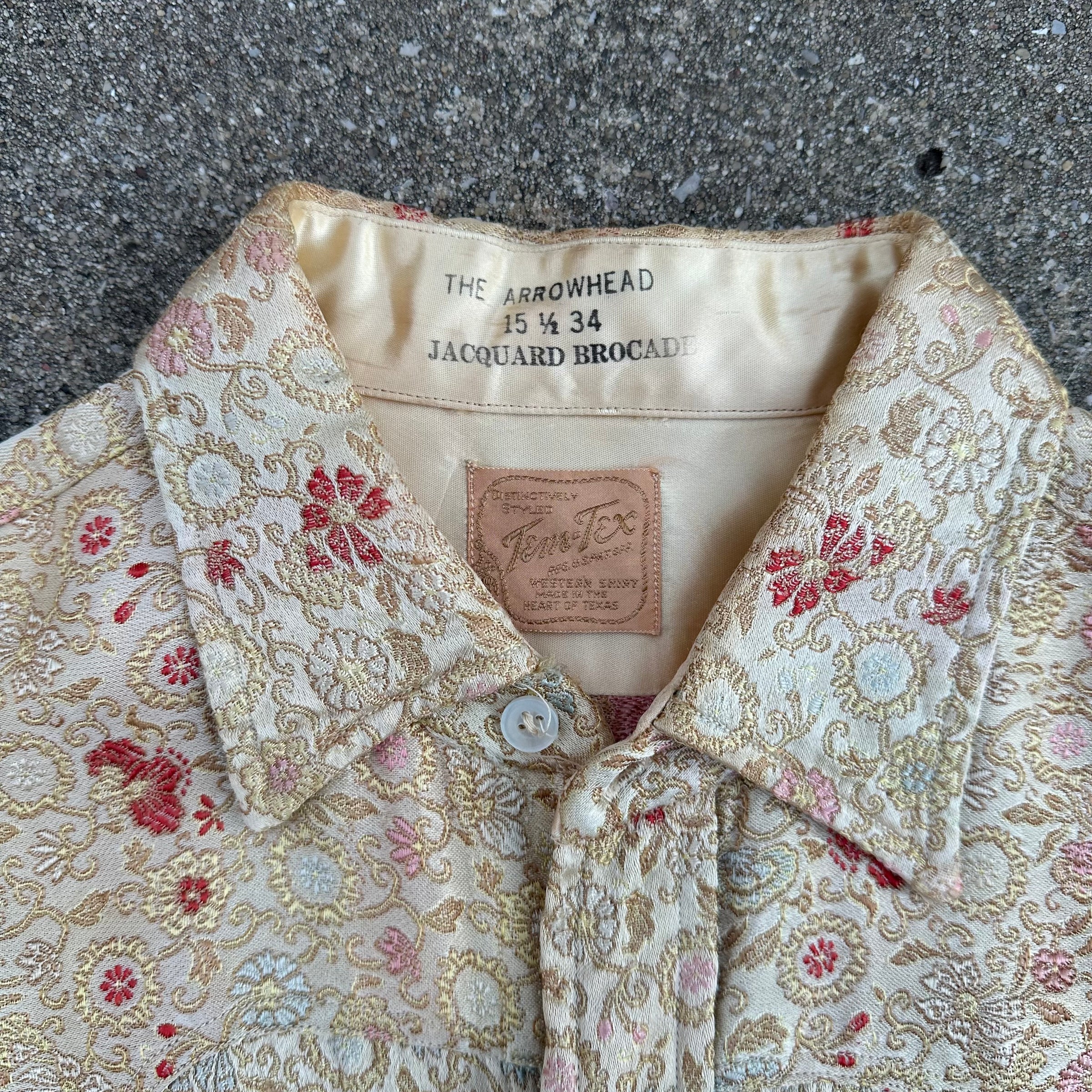 1950’s Tem-Tex Jacquard Brocade Satin Western Shirt