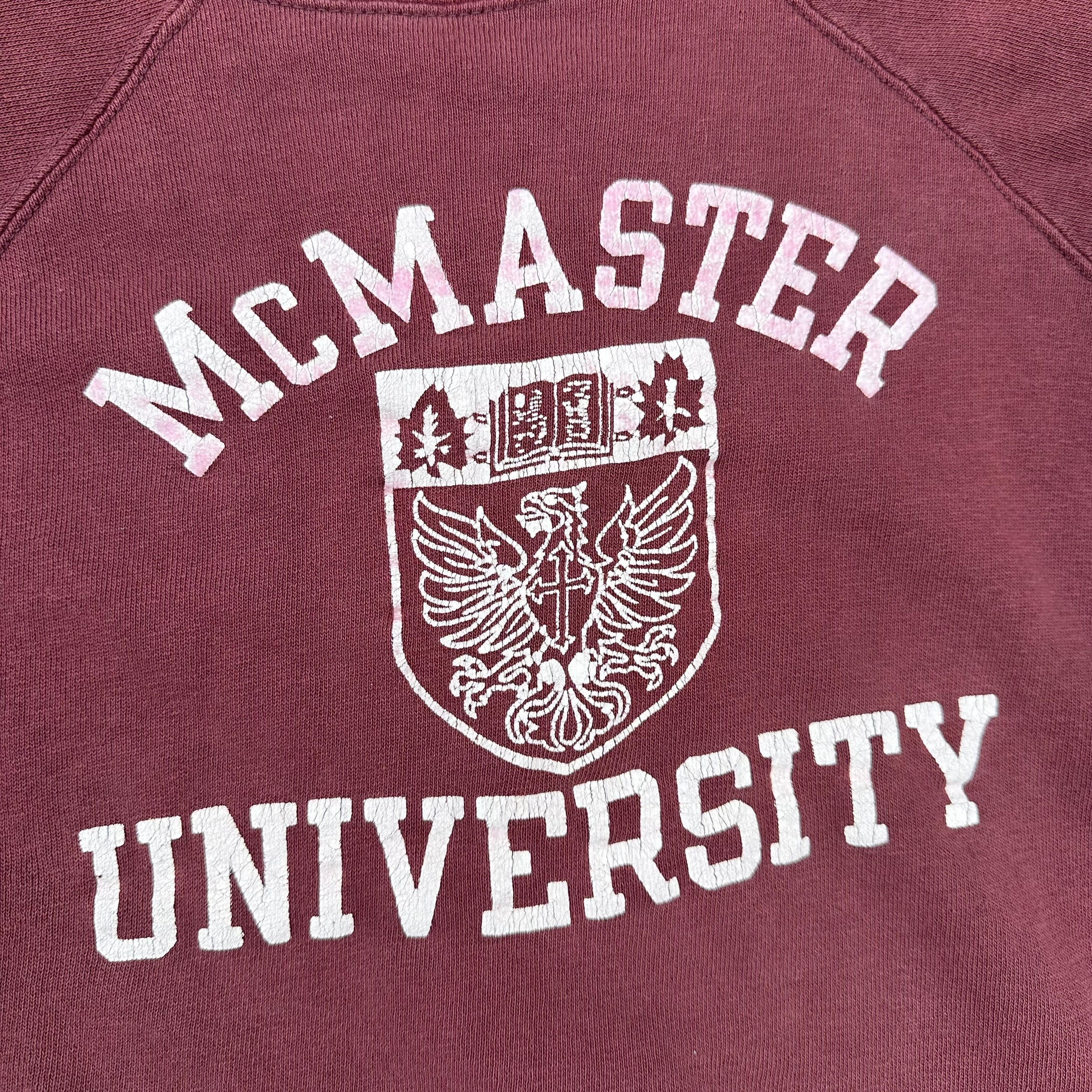 1960’s McMaster University Flock Print Raglan Crewneck Sweatshirt