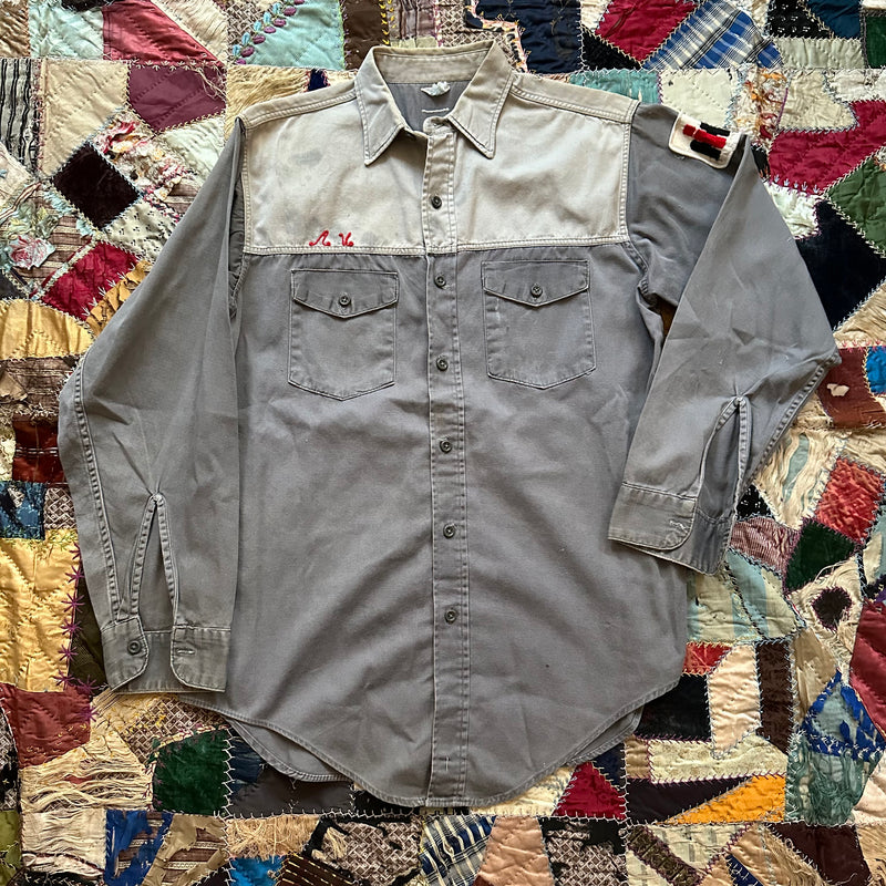 1950’s Key Two-Tone Chainstitched Work Shirt 23" Chest