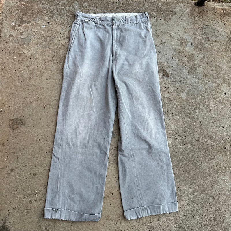 1950’s Anthony’s Buckhide Grey Sailcloth Cotton Work Pants 30” Waist