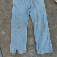 1950’s Thrashed Anthony’s Buckhide Hickory Stripe Overalls 38” Waist