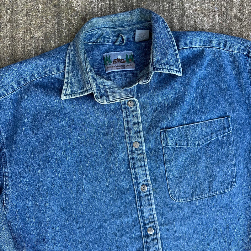 1980’s Eastern Mountain Sports Denim Button Down Shirt Medium