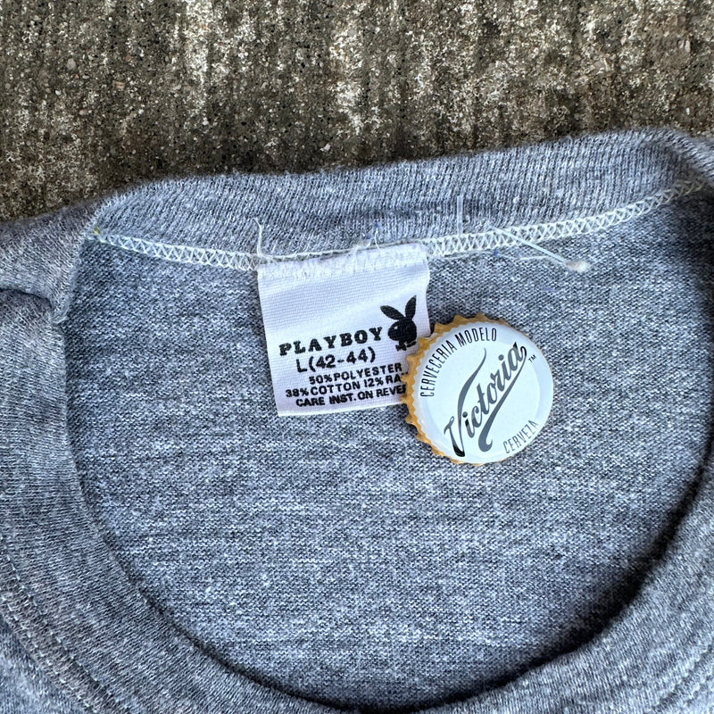 1970’s Playboy Flock Print Heather Gray T-Shirt Medium