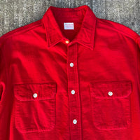 1950’s Penney’s Red Chamois Cotton Flannel Shirt Large