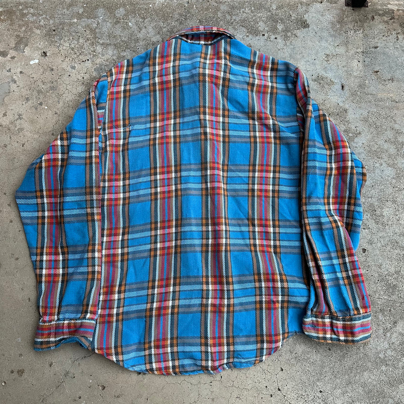 1970’s Big Mac Blue Plaid Flannel Shirt Large