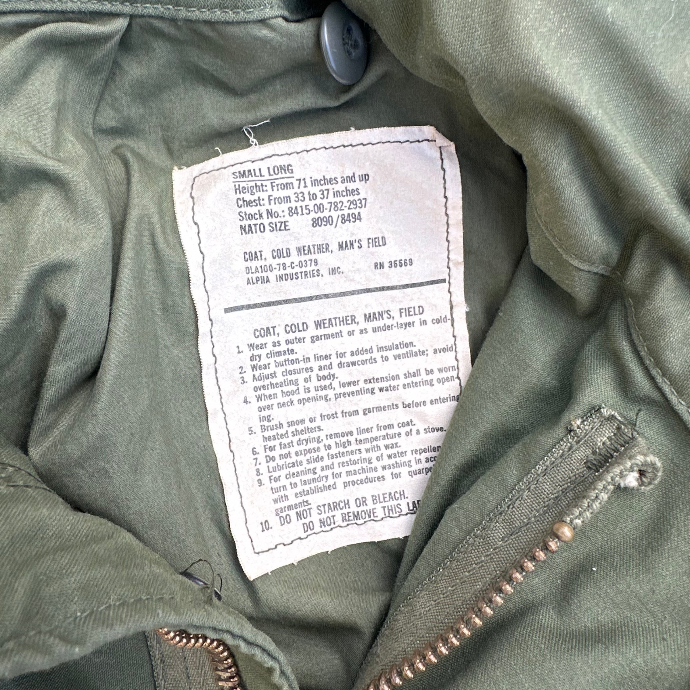 1970’s Deadstock M-65 Field Jacket Small Long