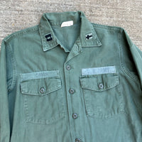 1960’s Vietnam War Chaplain Patched Fatigue Shirt Large