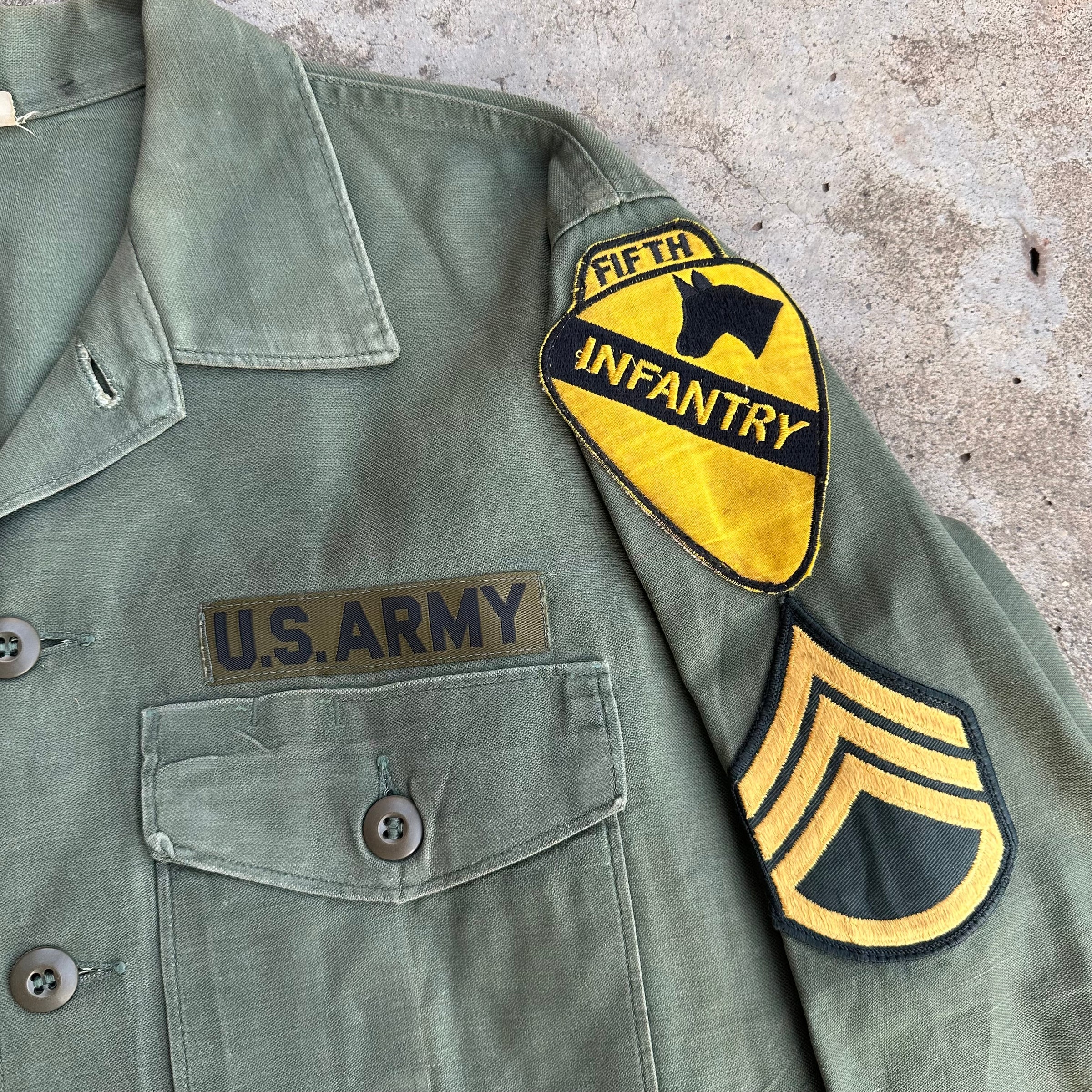 1960’s US Army Fifth Infantry Patched Fatigue Shirt Large