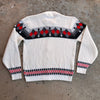1960’s Rugby Diamond Patterned Zip Up Acrylic Cardigan Sweater Small