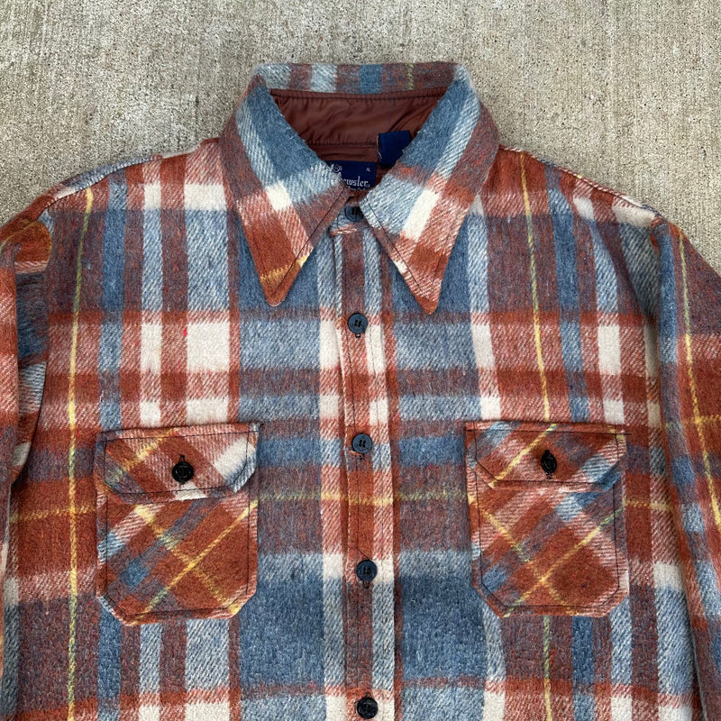 1980’s Brewster Plaid Wool Blend CPO Flannel Shirt XL