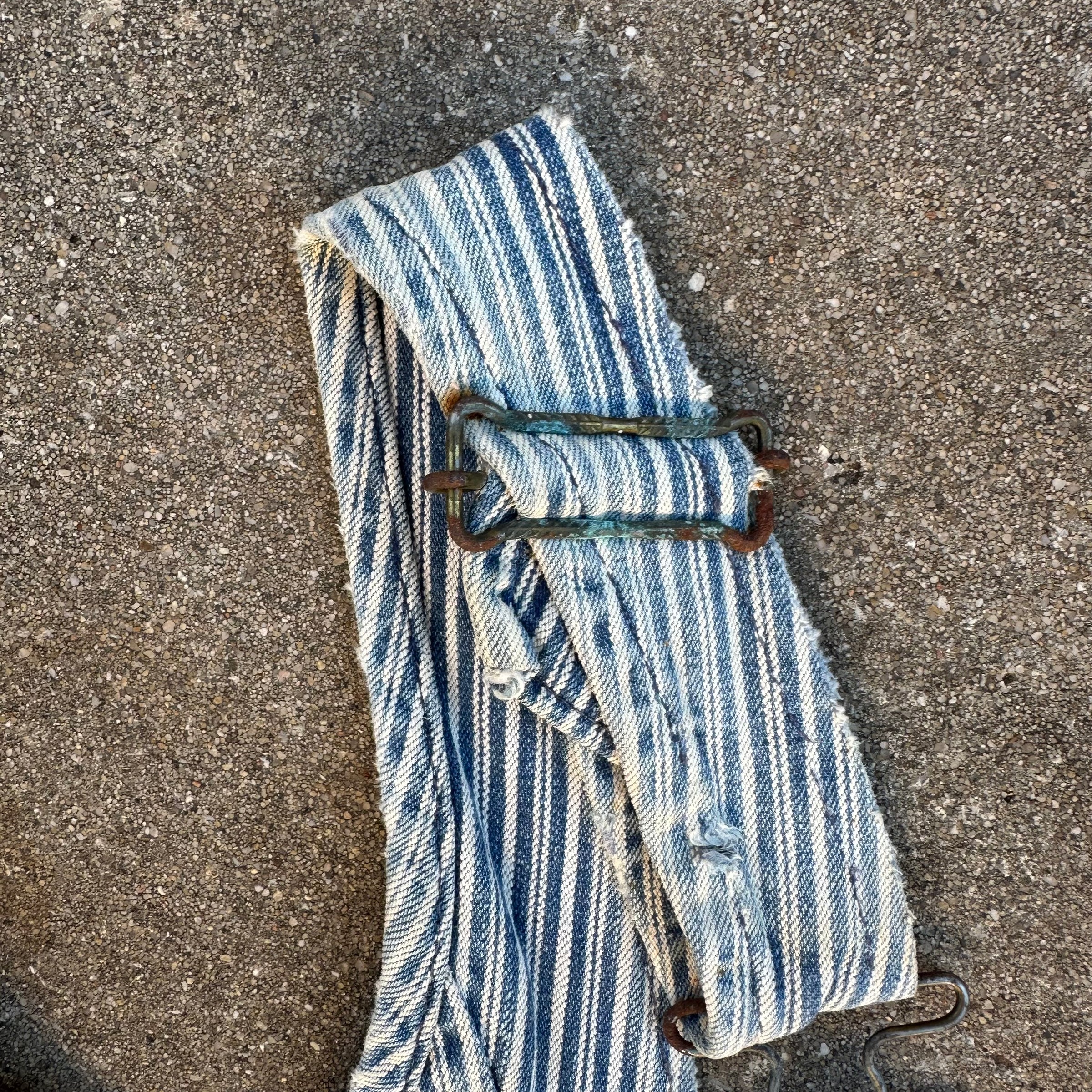 1950’s Thrashed Anthony’s Buckhide Hickory Stripe Overalls 38” Waist
