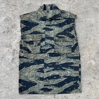 1960’s Vietnam War Silver Tiger Stripe Sleeveless Shirt Size A-M