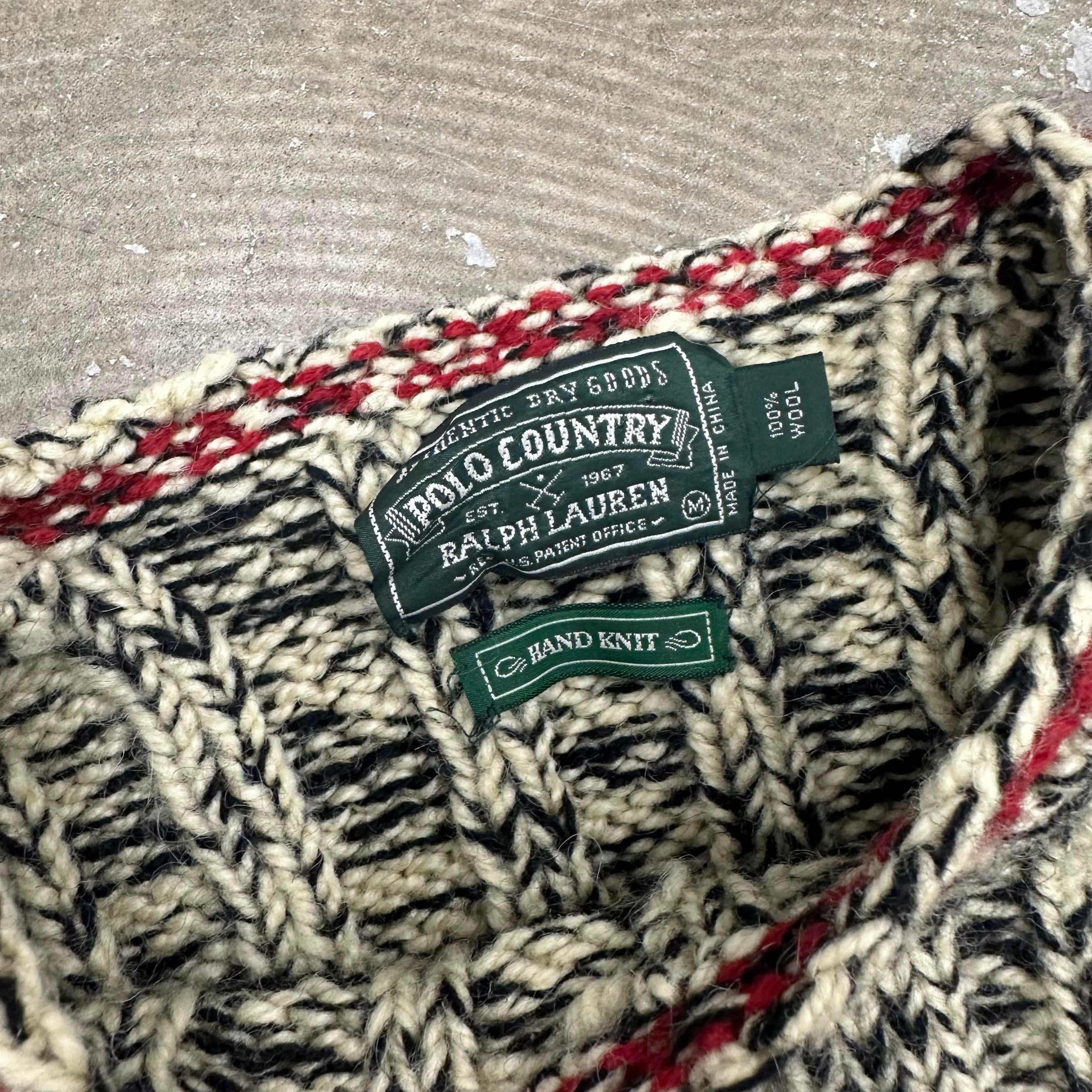 1990’s Polo Country Hand Knit Wool Sweater Medium