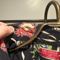 1940’s The Kahala Black Base Rayon Hawaiian Shirt Large