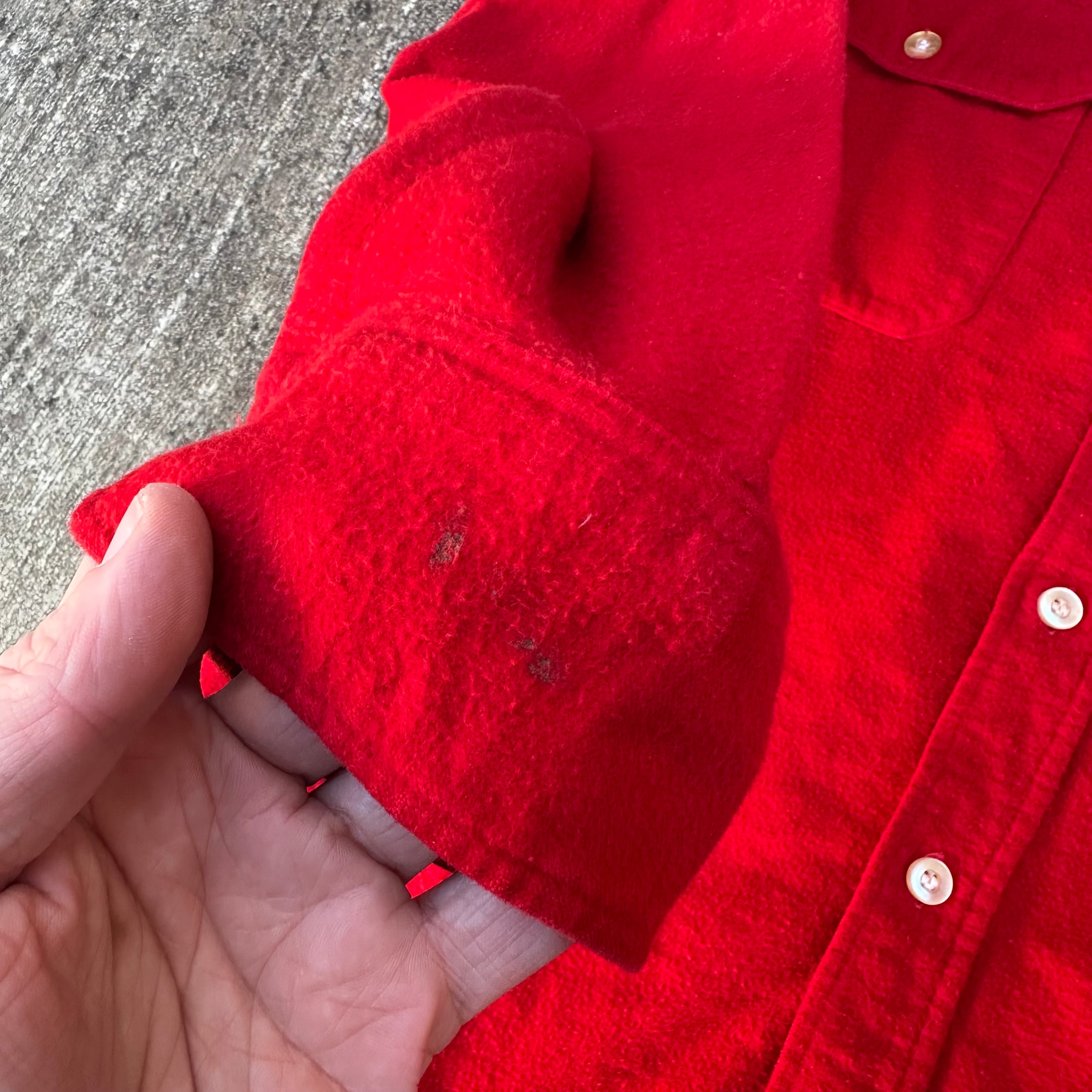 1950’s Penney’s Red Chamois Cotton Flannel Shirt Large