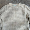 1980’s Trag Knitwear Cream Wool Fisherman Aran Sweater Medium