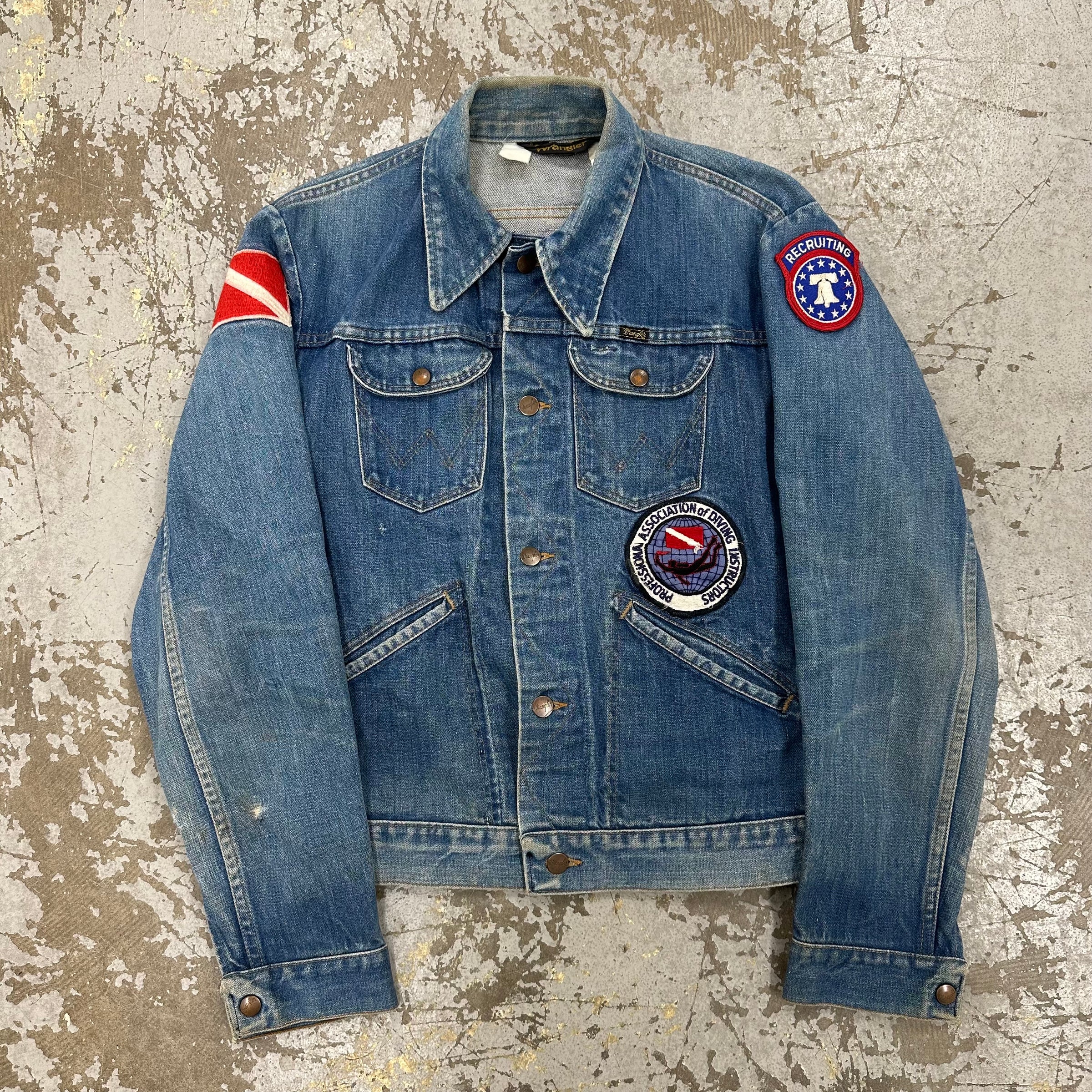 1970’s Patched Wrangler 124MJ Denim Jacket 22” Chest