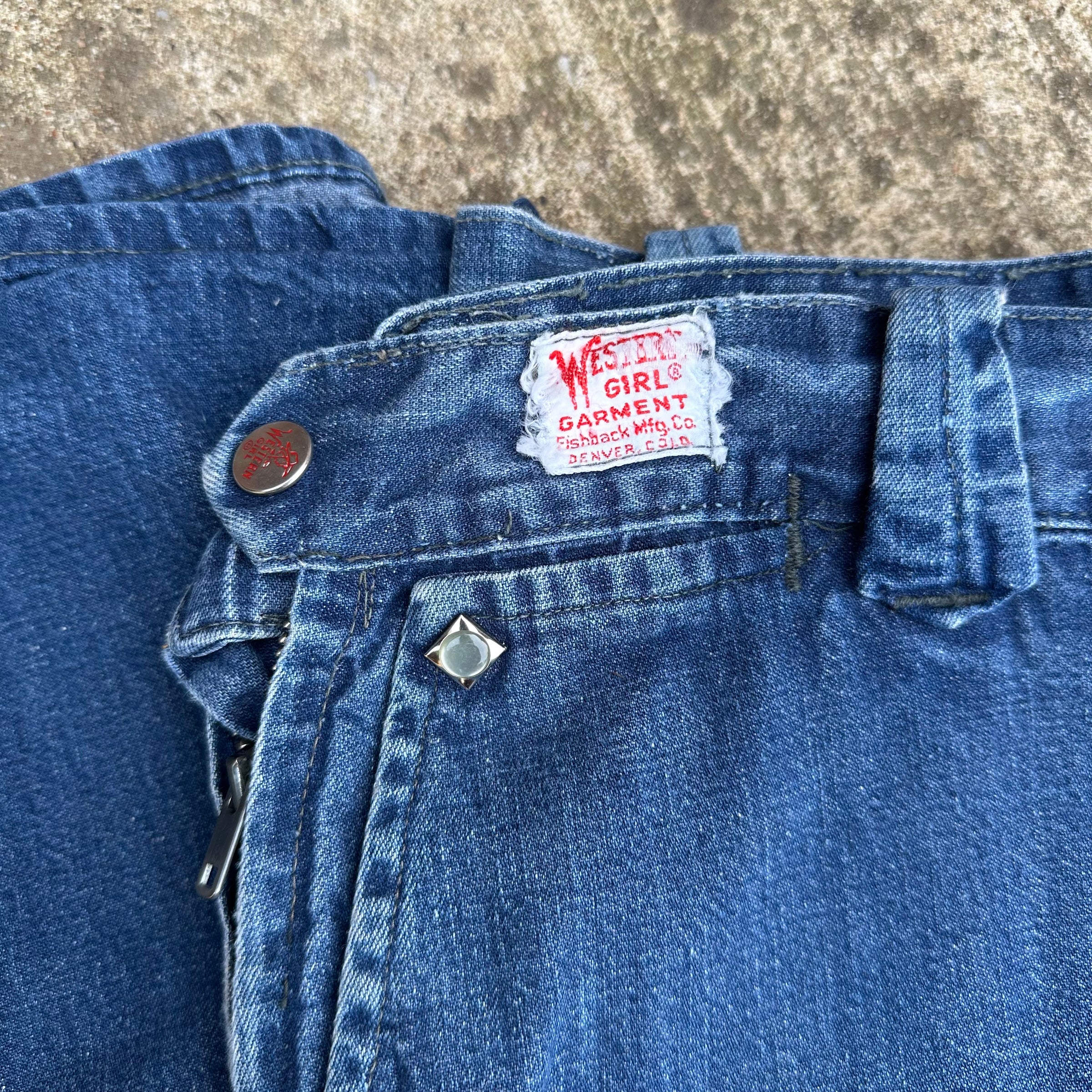1950’s/60’s Western Girl Denim Side Zip Jeans 32” Waist