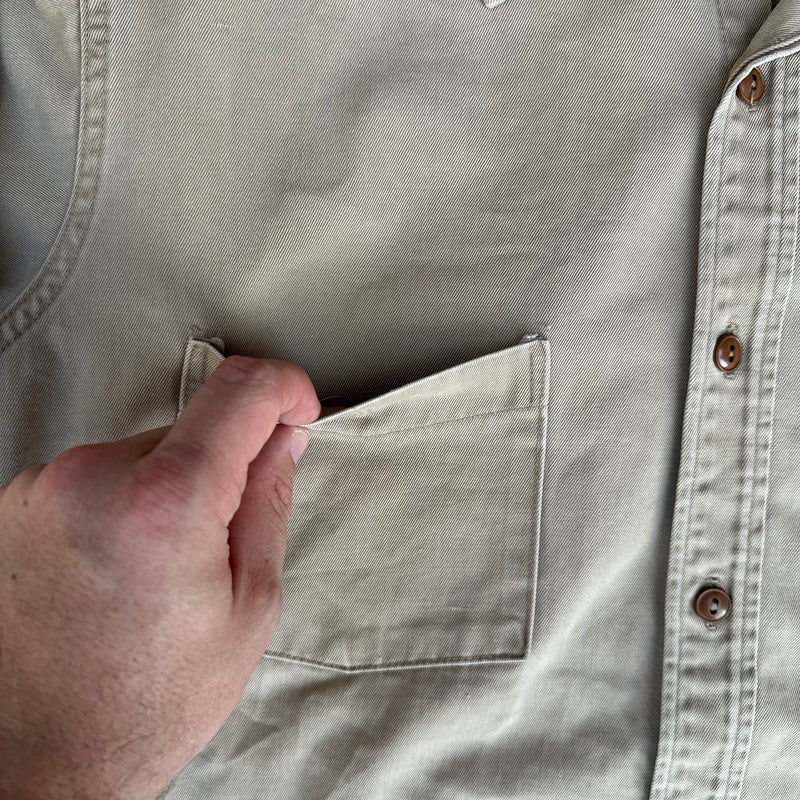 1940’s Dickies Khaki Cotton Work Shirt Large