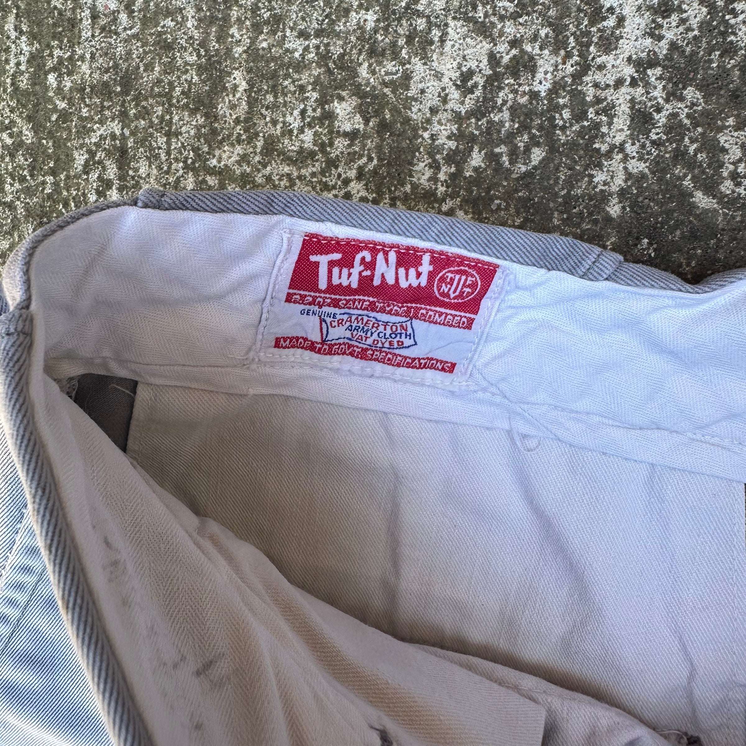 1960’s Tuf Nut Double Button Grey Cotton Work Pants 32” Waist
