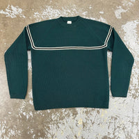 1980’s Hong Kong Made Green Striped Wool Sweater Medium