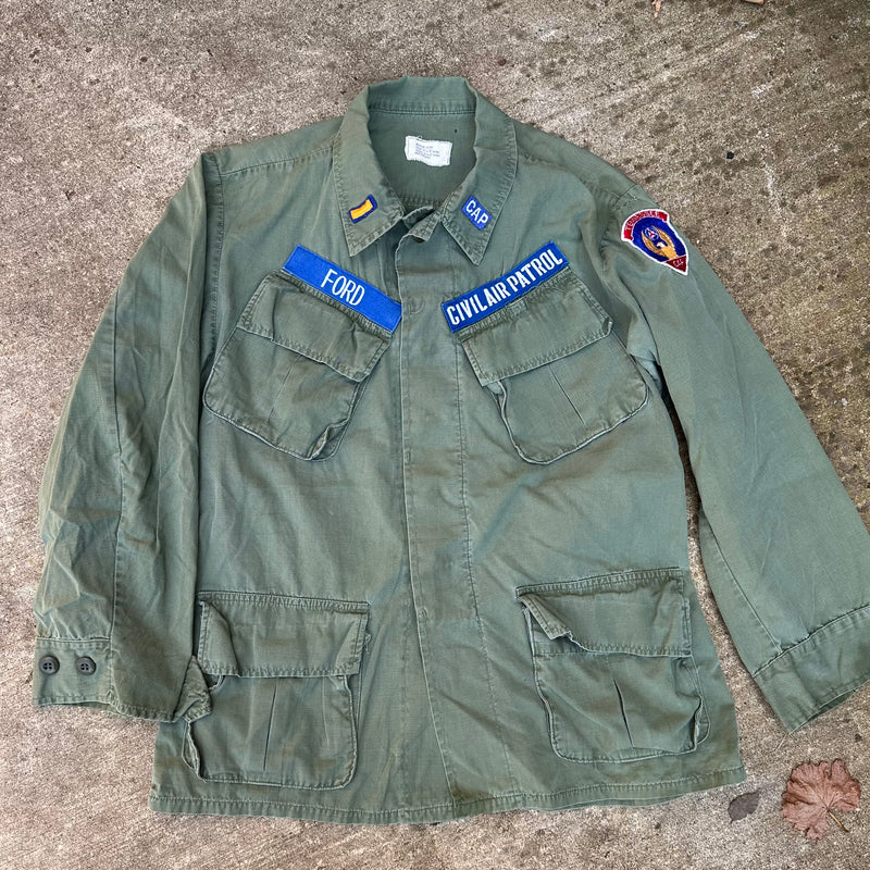 1970’s Vietnam War Civil Air Patrol Patched Ripstop Jungle Jacket Medium Short