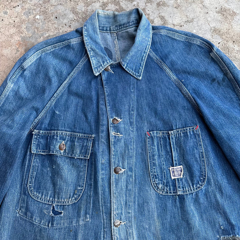 1940’s Penney’s Pay Day Denim Chore Coat 25” Chest