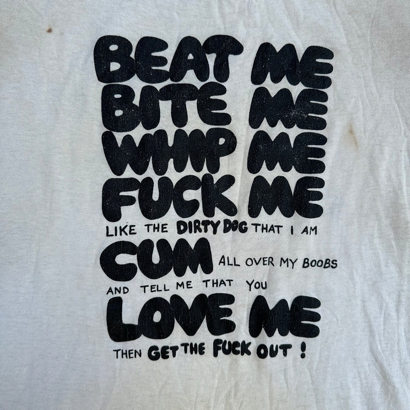 1980’s Beat Me Bite Me Pink Pussycat Boutique BDSM T-Shirt Small