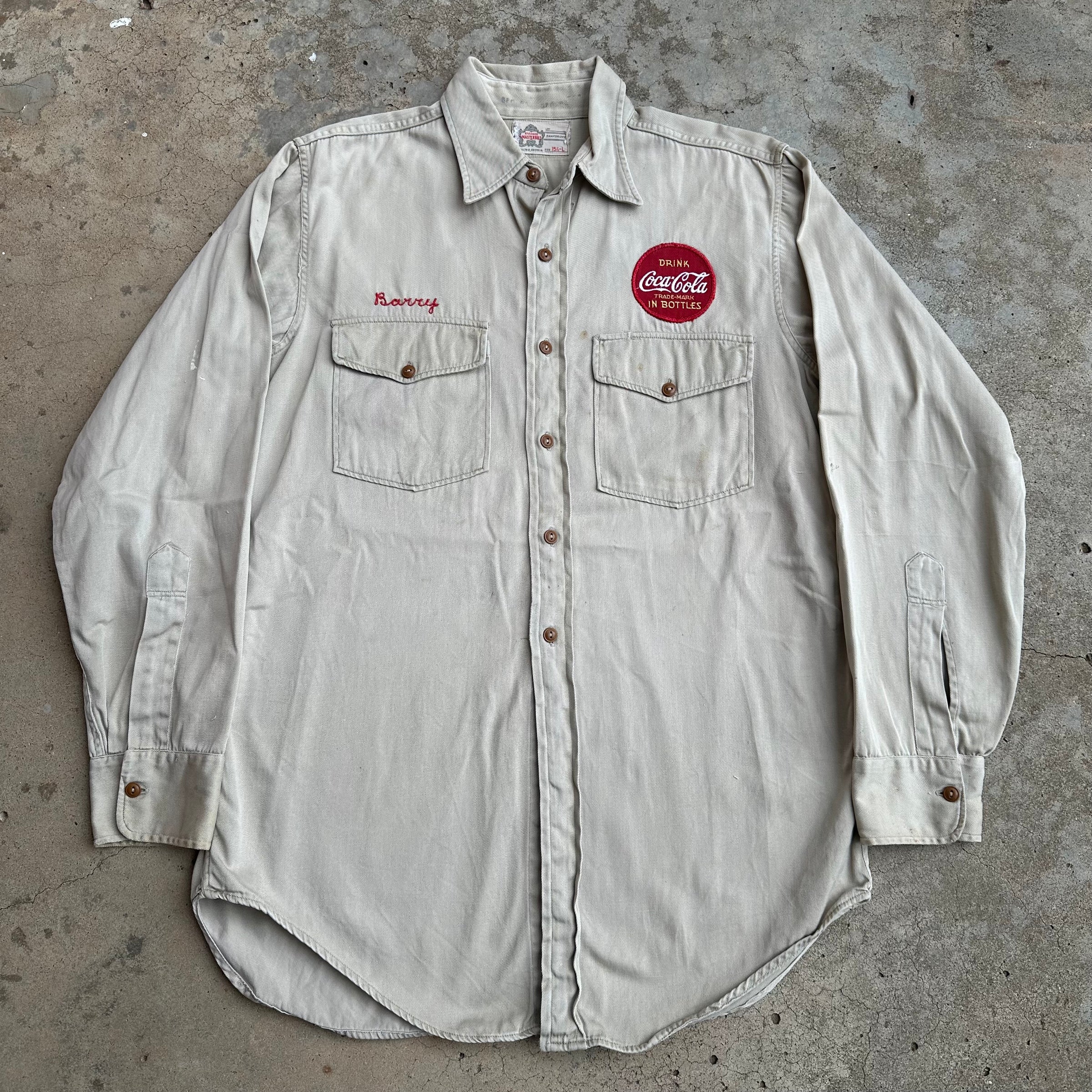1960’s Coca Cola Employee Khaki Work Shirt Medium